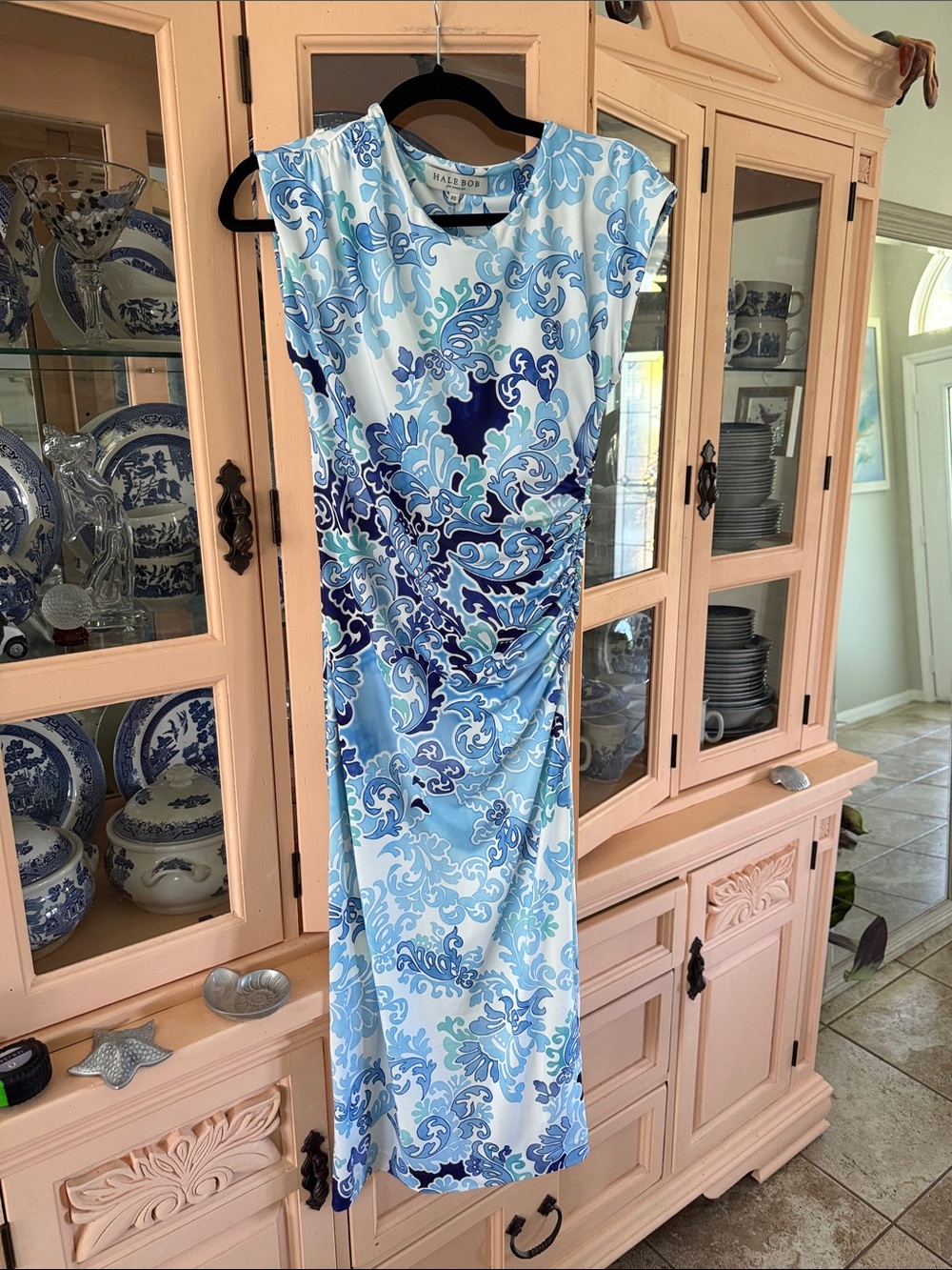 Hale Bob Blue & Navy Floral-Print Sleeveless Midi Dress